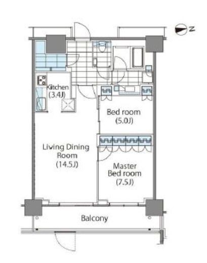 コンフォリア新宿イーストサイドタワー　519号室　間取り
