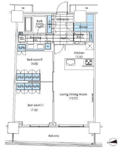 コンフォリア新宿イーストサイドタワー　811号室　間取り