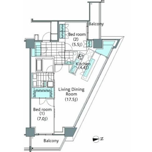 コンフォリア新宿イーストサイドタワー　928号室　間取り