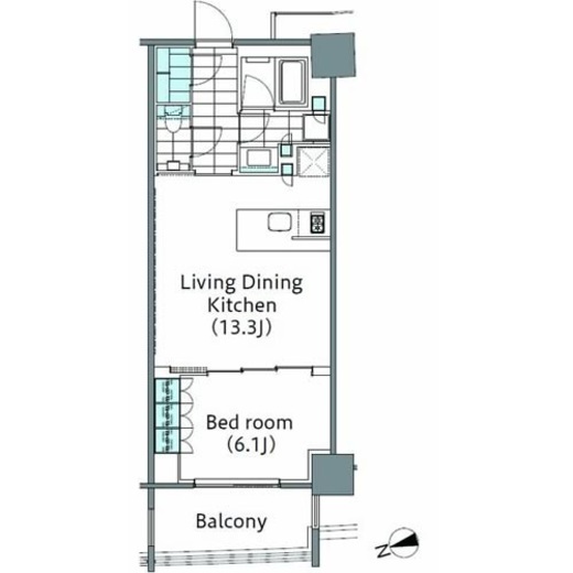 コンフォリア新宿イーストサイドタワー　1106号室　間取り