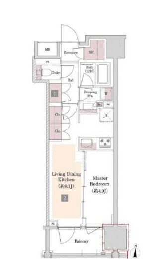 サンウッド錦糸町フラッツ　1302号室　間取り