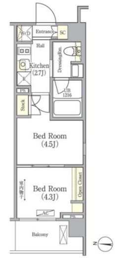 HealingGate押上 (ヒーリングゲート押上)　701号室　間取り