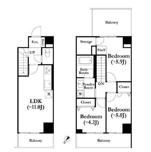 パークキューブ上野桜木　702号室　間取り