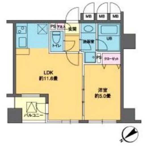 カスタリア北上野　802号室　間取り