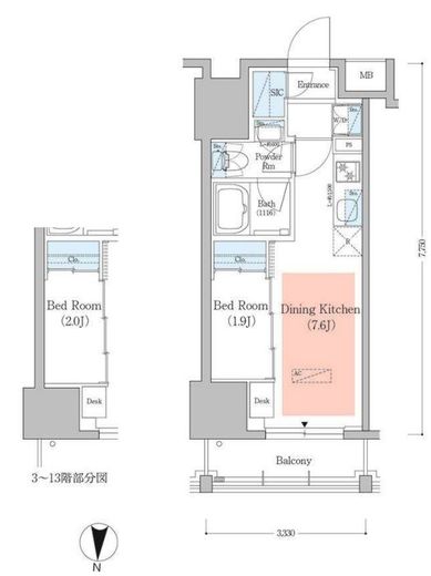 アーバネックス深川住吉3　803号室　間取り