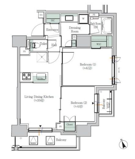 ＯＮＥ ＲＯＯＦ ＲＥＳＩＤＥＮＣＥ ＡＳＡＫＵＳＡＢＡＳＨＩ　1105号室　間取り