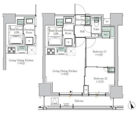 ONE ROOF RESIDENCE ASAKUSABASHI　502号室　間取り