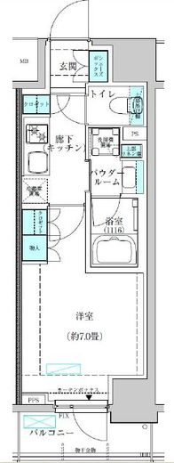 ヴィークブライト蔵前　1405号室　間取り