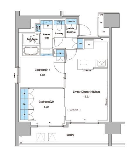 ルフォンプログレ蔵前プレミア　1405号室　間取り