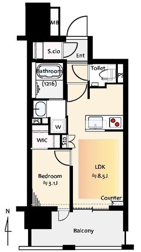 クリオラベルヴィ蔵前　403号室　間取り