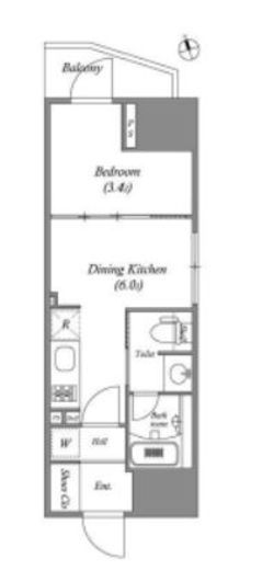 ディームス上野　1201号室　間取り