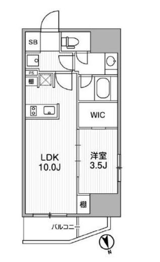 ディームス上野　602号室　間取り