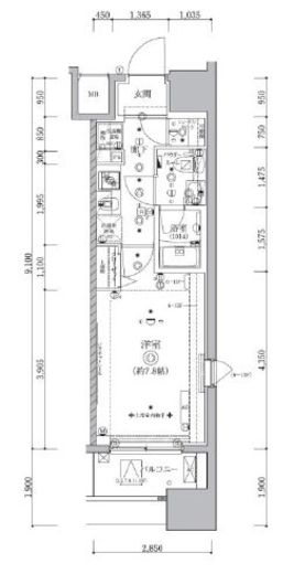 ALTERNA亀戸 (オルタナ亀戸)　1304号室　間取り
