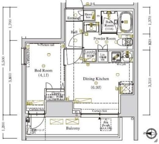 ARKMARK蔵前 (アークマーク蔵前)　1001号室　間取り