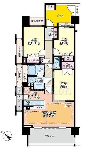 プラウド新小岩　1001号室　間取り