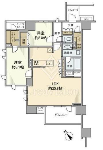 プラウド西葛西　5F1号室　間取り