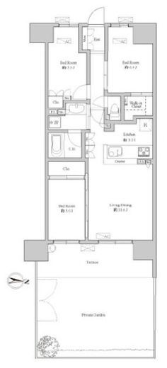 シャリエ亀戸リーディングイースト　117号室　間取り