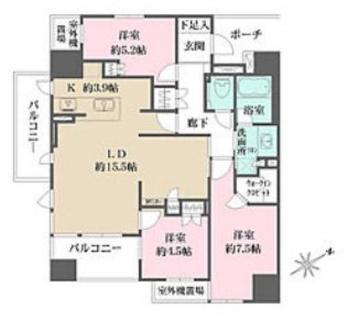 グランスイート南砂　1302号室　間取り