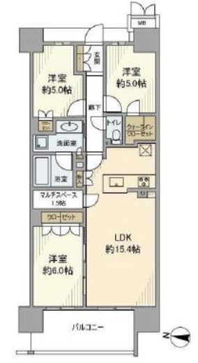 MJR深川住吉　14F1号室　間取り