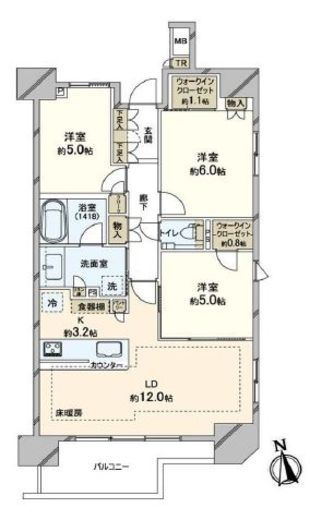 パークホームズ浅草寿　506号室　間取り