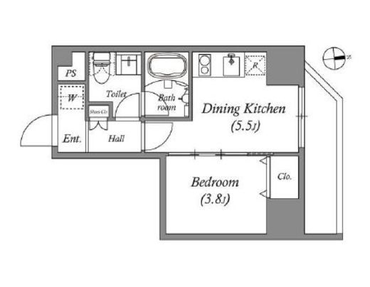 QUALITAS浅草橋 (クオリタス浅草橋)　1301号室　間取り