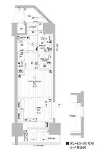 PREMIUM CUBE 亀戸 (プレミアムキューブ亀戸)　405号室　間取り