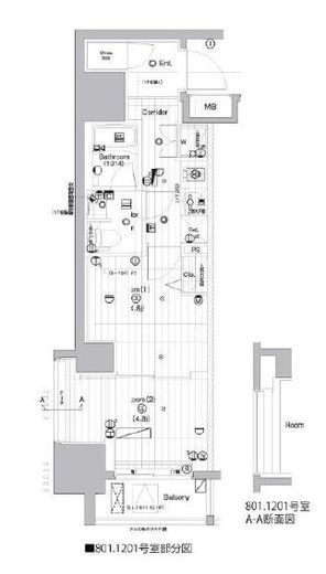 PREMIUM CUBE 亀戸 (プレミアムキューブ亀戸)　801号室　間取り