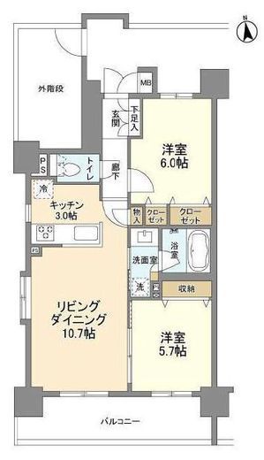 グラーナ上野　201号室　間取り
