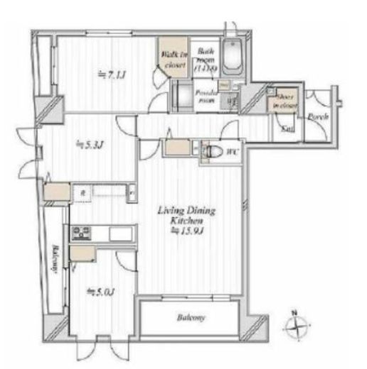アスコットパーク上野　3F1号室　間取り