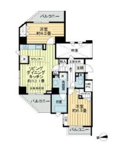 ライオンズステージ仙台堀川公園　601号室　間取り