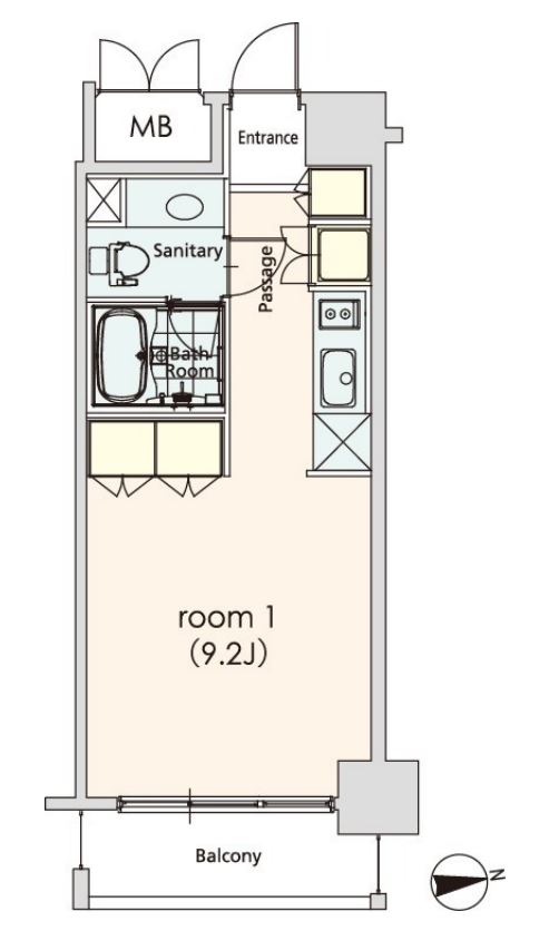 カスタリア芝公園　702号室　間取り