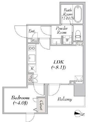 ミリアレジデンス両国Ⅱ　1003号室　間取り