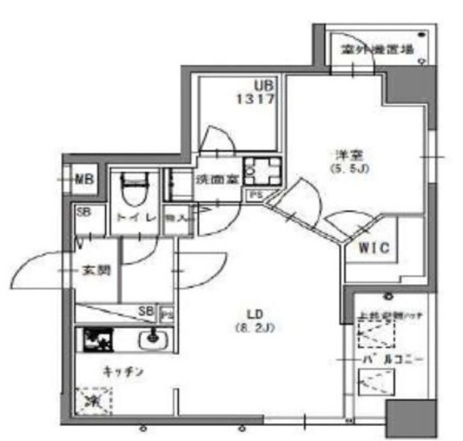 S-RESIDENCE押上Blossom (エスレジデンス押上ブロッサム)　801号室　間取り