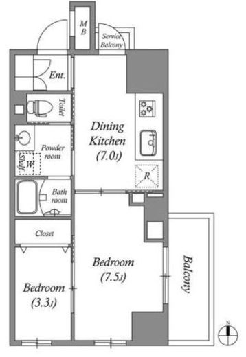 コスモグラシア三ノ輪　1005号室　間取り