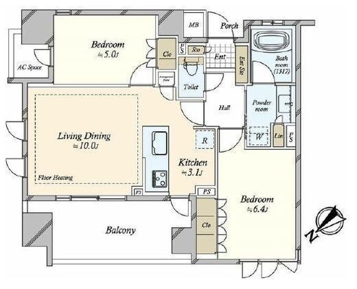 ライオンズ東京根岸グランフォート　2F1号室　間取り