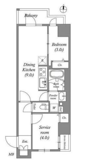 コスモグラシア両国レジデンス　306号室　間取り