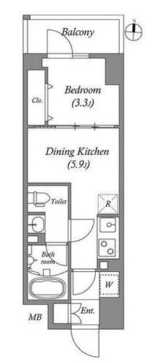 コスモグラシア両国レジデンス　602号室　間取り