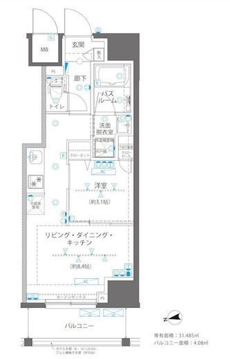 ZOOM浅草WEST　1103号室　間取り