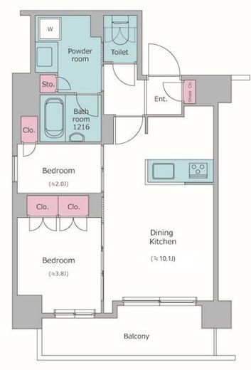 ドゥーエ菊川　202号室　間取り