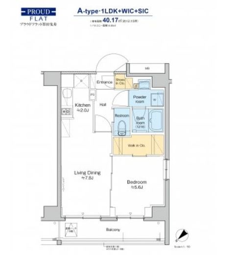 プラウドフラット墨田曳舟　412号室　間取り