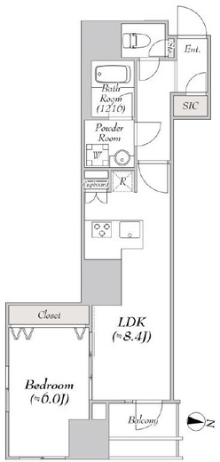 プレール・ドゥーク錦糸公園前　801号室　間取り