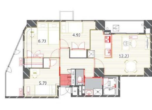 T's garden東陽町 (ティーズガーデン東陽町)　702号室　間取り