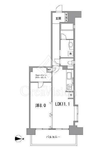 ライオンズプラザ池之端　13F1号室　間取り