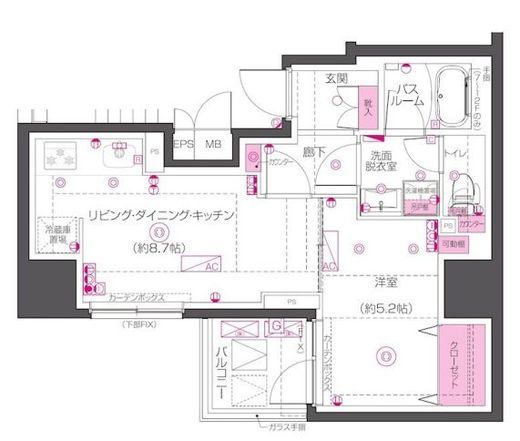 ZOOM秋葉原NORTH　1202号室　間取り