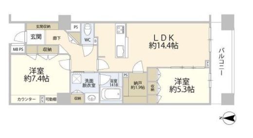 グローリオ錦糸町　13F1号室　間取り