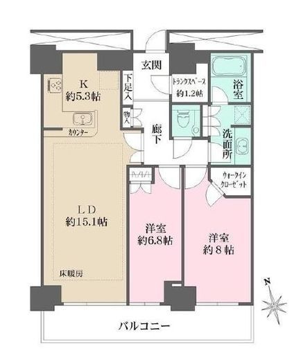Wコンフォートタワーズ WEST　1206号室　間取り