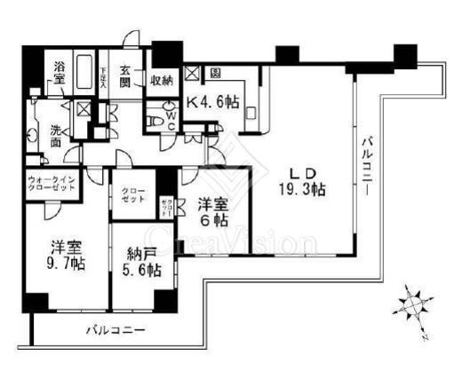 Wコンフォートタワーズ WEST　41F3号室　間取り