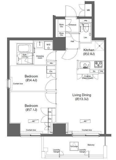プライムアーバン亀有　705号室　間取り