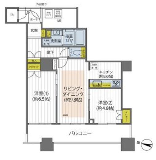 ヴィナシス金町タワーレジデンス　1604号室　間取り