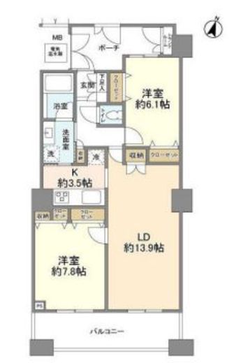 ヴィナシス金町タワーレジデンス　508号室　間取り